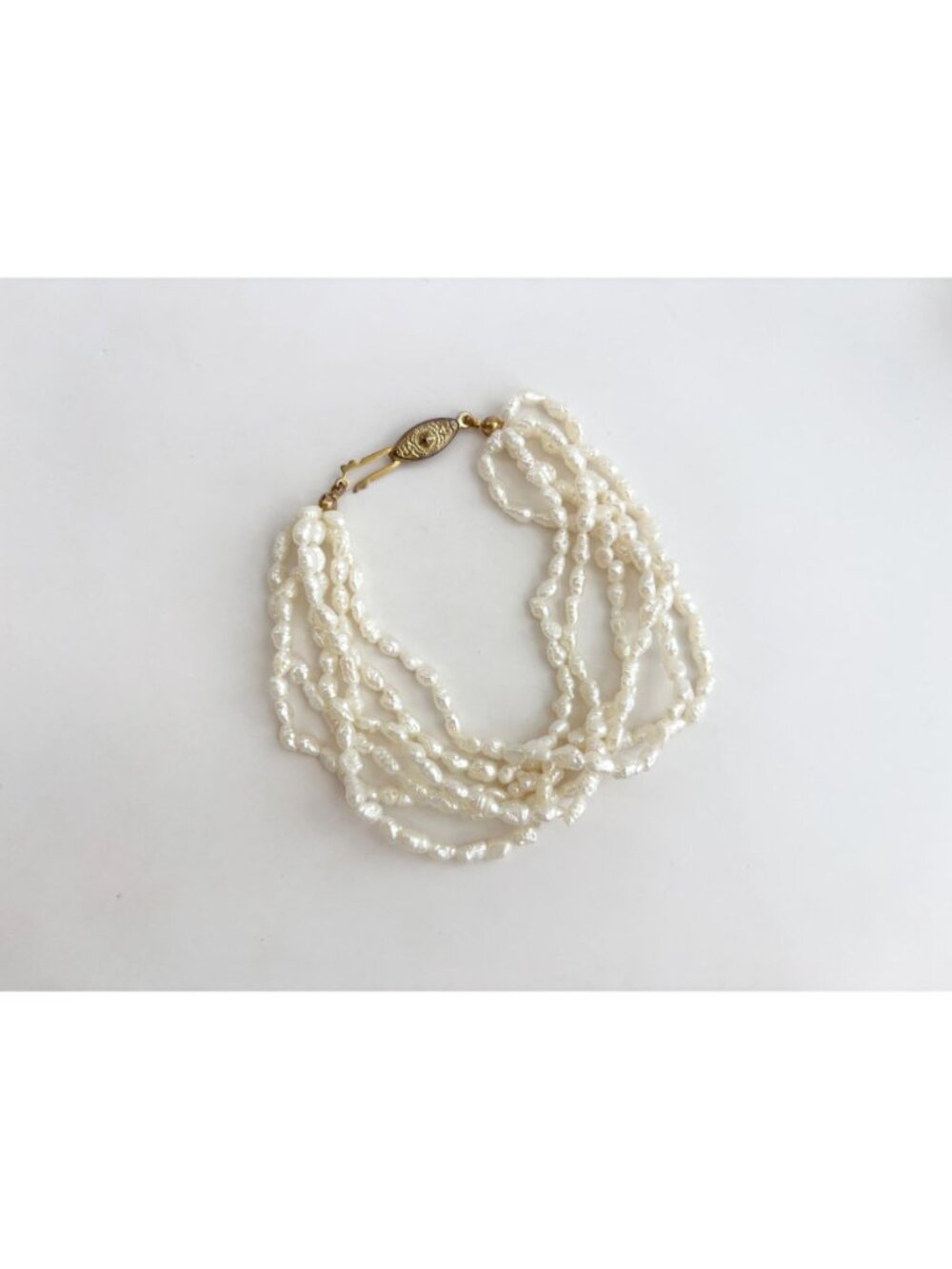 Multi Strand Genuine Rice Pearl Vintage Beaded 6 Strand Bracelet - 8" - Picture 6 of 16